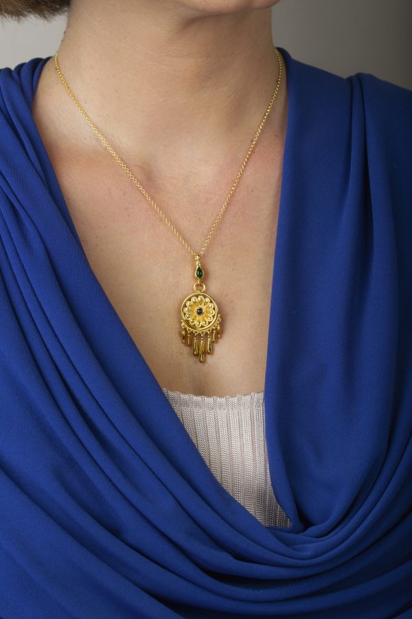 15.026.012.S0 (2) Pendant Daisy Agate & Garnet Stones - "RIZES"