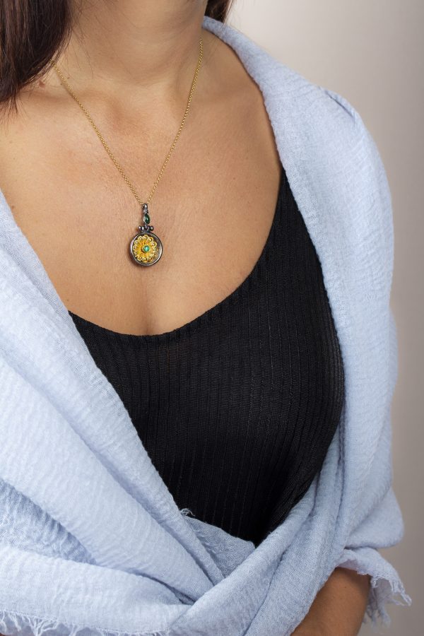 15.033.012.S0 (2) Pendant Daisy Agate Disc - ''RIZES''